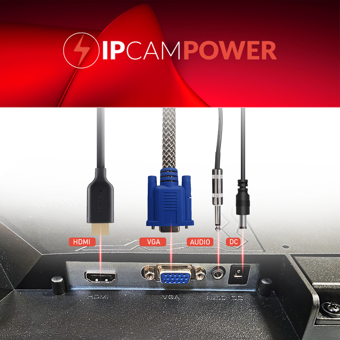 22" CCTV Monitor - 1080p Resolution, Dual Speakers, VESA Compatible, HDMI/VGA - Durable Components for Continuous 24/7/365 Surveillance, Thin Bezel, 3-Year Warranty