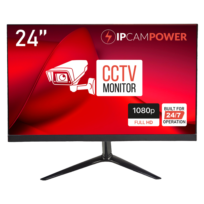 24" CCTV Monitor - 1080p Resolution, Dual Speakers, VESA Compatible, HDMI/VGA - Durable Components for Continuous 24/7/365 Surveillance, Thin Bezel, 3-Year Warranty