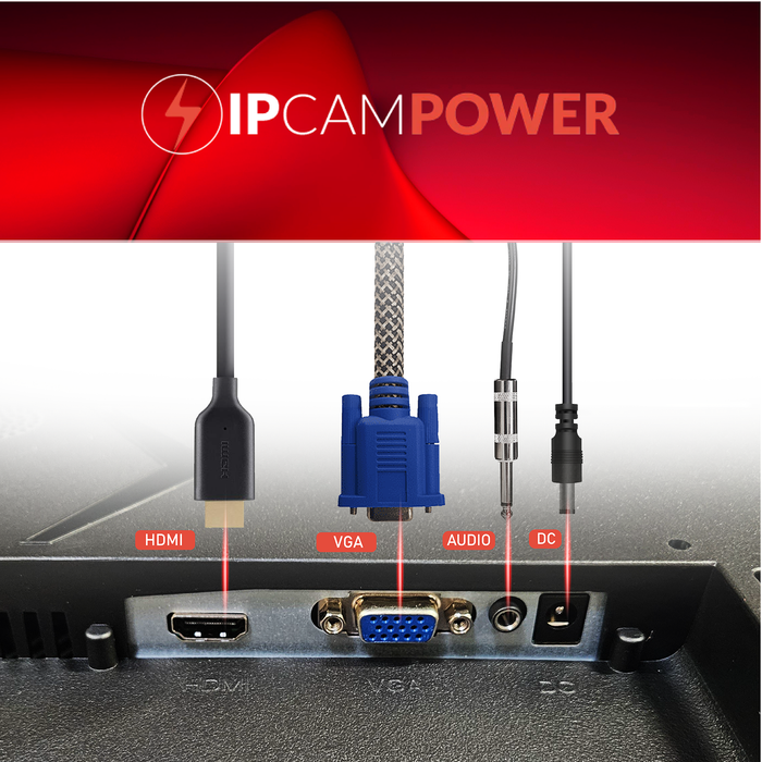 24" CCTV Monitor - 1080p Resolution, Dual Speakers, VESA Compatible, HDMI/VGA - Durable Components for Continuous 24/7/365 Surveillance, Thin Bezel, 3-Year Warranty