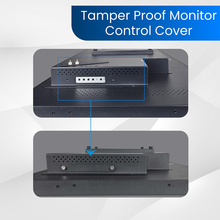 43" POE Powered Monitor, POE Output Passthrough, 24V DC Outputs, 4K, Built In Accessory Case, Speakers