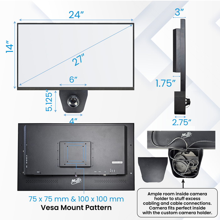 27" POE Powered PVM Public View Monitor with AXIS M42 Series IP Camera Holder