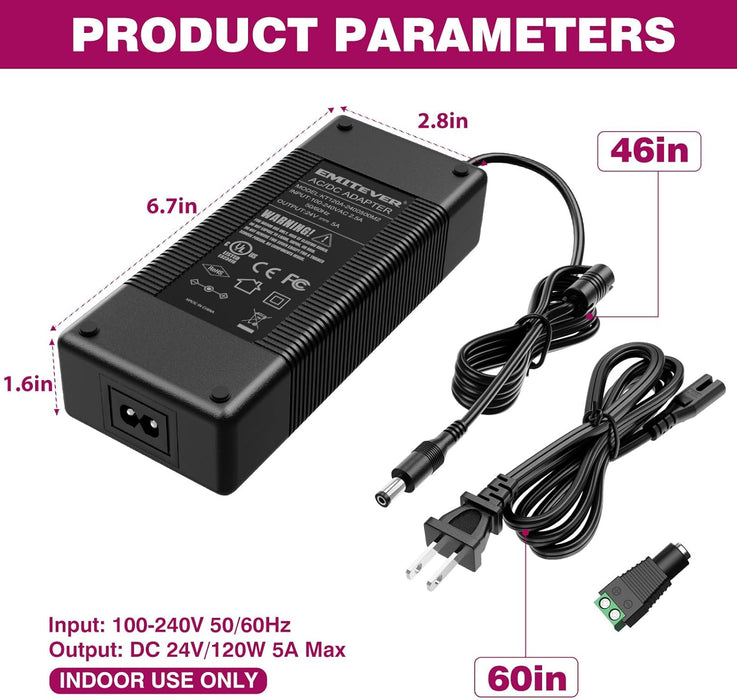 24V DC Power Supply for Monitor Master Monitors - 5 Amp (120 Watts) MM-24V-5A