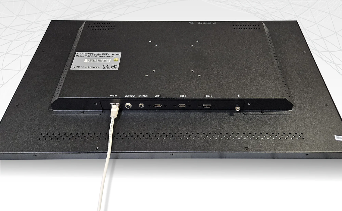 27" 1080p POE-Powered "1 Cable Monitor" - Receives Power, HDMI, and USB transmission over 1 Ethernet Cable