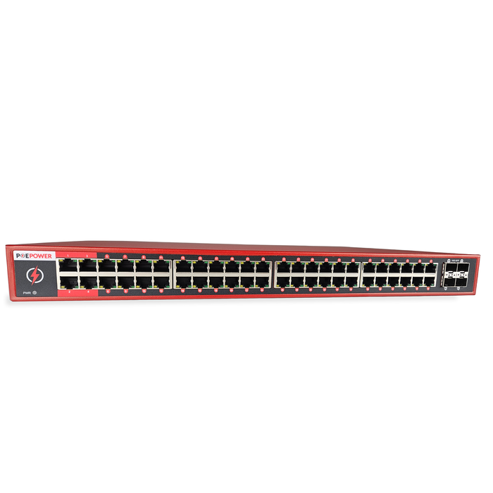 48 Port Gigabit Unmanaged POE Switch, 90W POE++ Ports 1-4, 30W POE+ Ports 5-48, 400W Budget, 4 10G SFP+ Fiber Uplink Ports