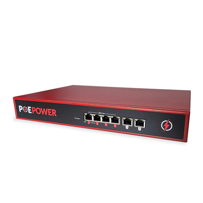 POEPower 4 Port 802.3bt POE++ Extreme Power Gigabit POE Switch, Full 90 Watts on Each Port, 380 Total Watts Budget, 2 Additional Ethernet Uplinks, 10/100/1000
