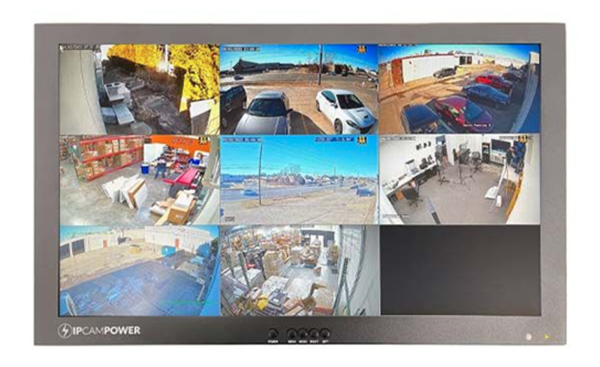 (Used) IPCamPower 21.5" POE-Powered CCTV Spot Monitor with Integrated 8 Channel IP Camera Decoder, Compatible w/ Most IP Cameras, Built-in Speakers, Vesa, Public View and Secondary Monitor, PVM, 1080P (IPCP-SPOTMONITOR)