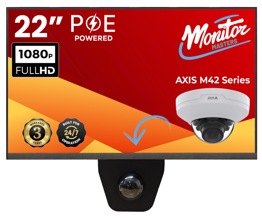 22" POE Powered PVM Public View Monitor with AXIS M42 Series IP Camera Holder