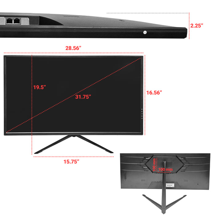 POE Powered Monitor 32" 4K, 12V DC Output, LAN Output, Speakers