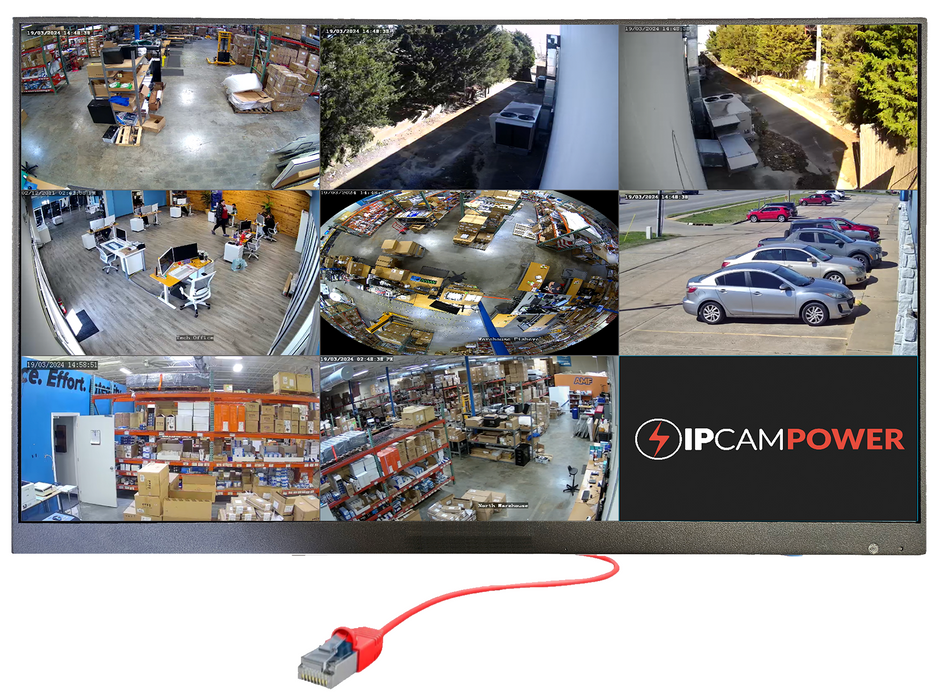 IPCamPower 21.5" POE-Powered CCTV Spot Monitor with Integrated 8 Channel IP Camera Decoder, Compatible w/ Most IP Cameras, Built-in Speakers, Vesa, Public View and Secondary Monitor, PVM, 1080P (IPCP-SPOTMONITOR)