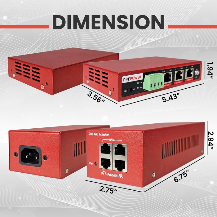 Extreme Power 144 Watt POE to 12V or 24V Converter w/ POE Pass Through 802.3bt, Gigabit POE Power Splitter and Injector Combo