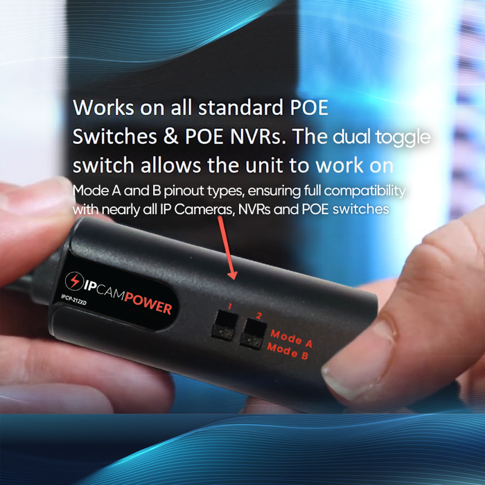 IPCamPower POE Combiner Splitter Adapter, Run 2 IP Cameras on 1 Cable IPCP-212X