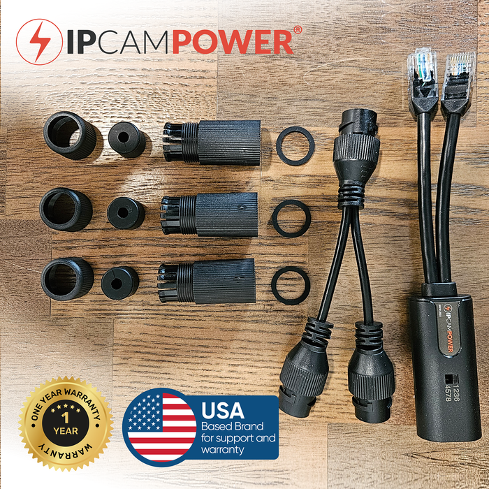 IPCamPower POE Combiner Splitter Adapter, Run 2 IP Cameras on 1 Cable IPCP-212X