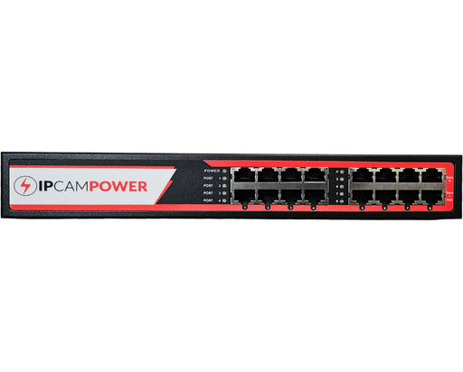 IPCamPower 16 Port POE Network Switch W/ 2 Gigabit Uplink Ports | POE+  Capable of Pushing 30 Watts per Port | 200 Watts Total Budget IPCP-16P2G-AF2