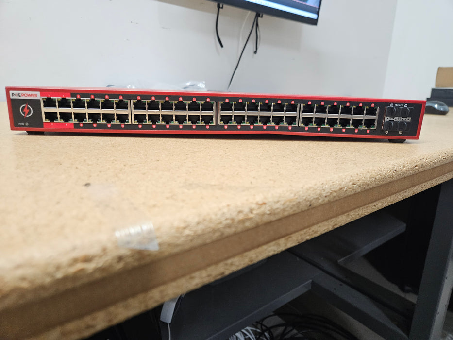 (Used) 48 Port Gigabit Unmanaged POE Switch, 90W POE++ Ports 1-4,  30W POE+ Ports 5-48, 400W Budget, 4 10G SFP+ Fiber Uplink Ports