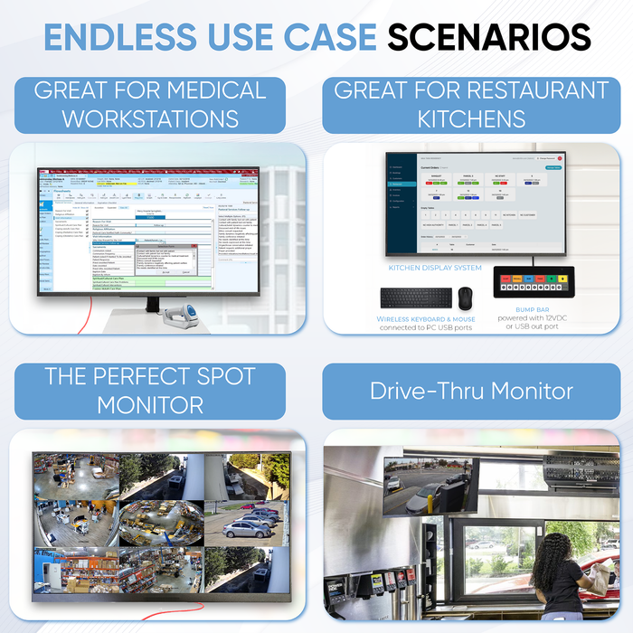 Customizable 22” Commercial-Grade LCD Monitor – AV Display, 1080p, 12V DC or POE Power