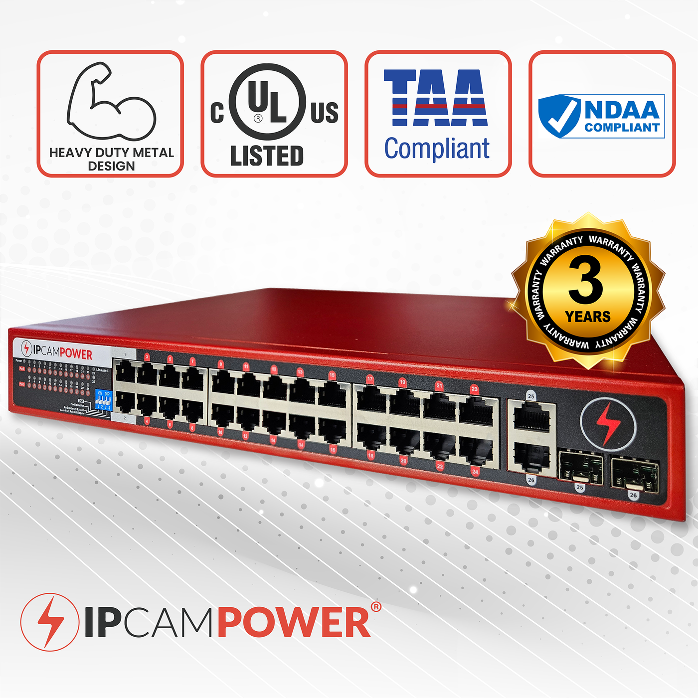 24 Port POE Network Switch W/ 2 Gigabit Uplinks, POE+ 30 Watts per Por ...