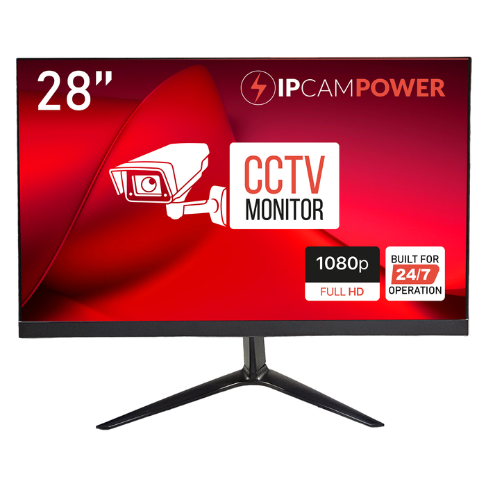 28" CCTV Monitor - 1080p Resolution, Dual Speakers, VESA Compatible, HDMI/VGA - Durable Components for Continuous 24/7/365 Surveillance, Thin Bezel, 3-Year Warranty