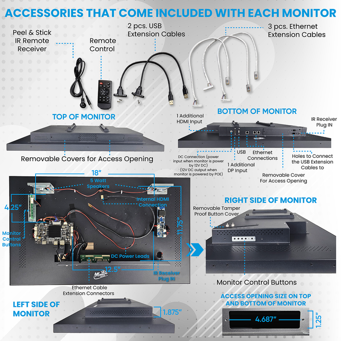 Customizable 32” Commercial-Grade LCD Monitor – AV Display, 4K, 12V DC ...