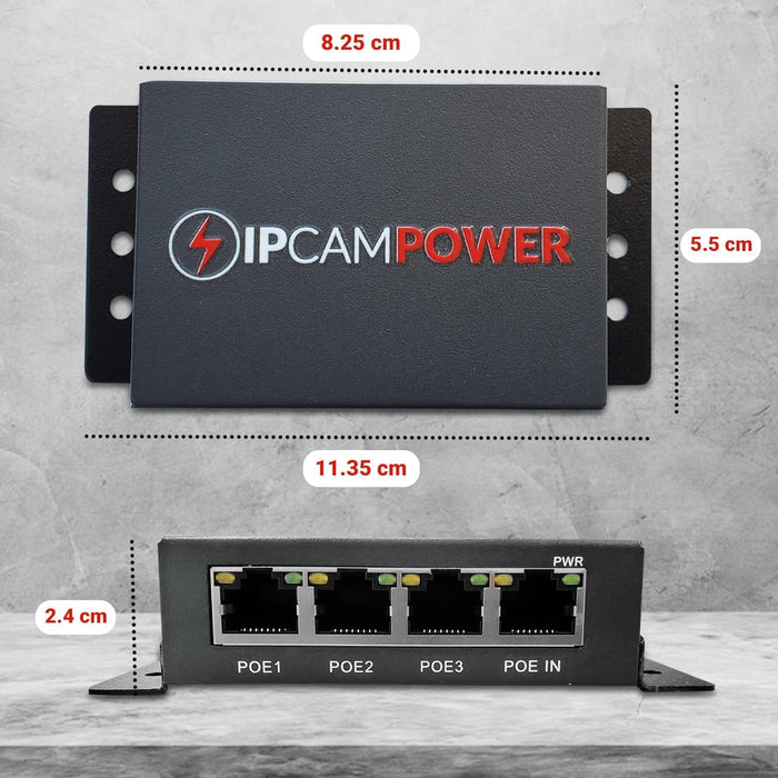 POE Powered 3 Port Switch & Network Cat5 Cat6 Midspan Cable Range Extender Pass Through Repeater for IP Cameras - Gigabit 10/100/1000