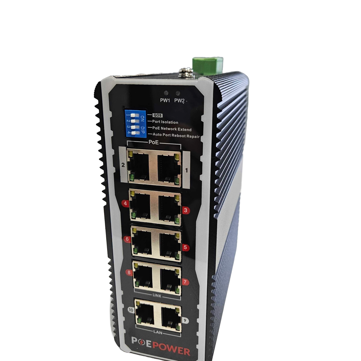 8 Port Industrial Gigabit POE Switch For Solar Installs, 12V–48V