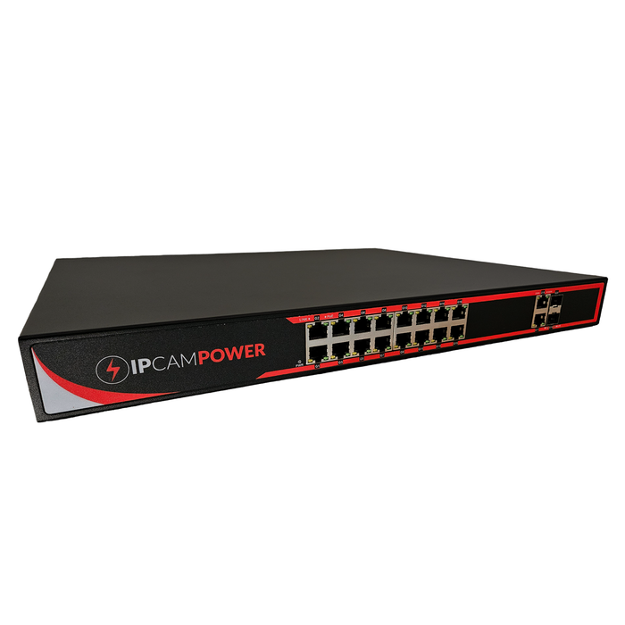 IPCamPower 16 Port 802.3bt POE++ Extreme Power Gigabit POE Switch, 90 Watts on Each Port, 1200 Total Watts Budget, 4 Additional Ethernet & SFP Uplinks, 10/100/1000