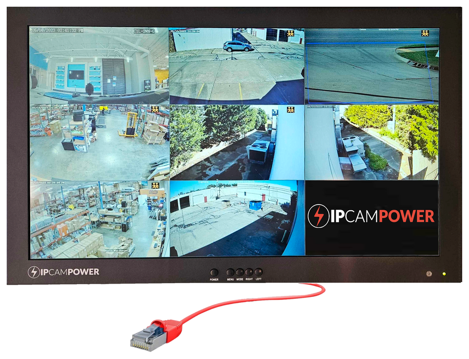 IPCamPower 21.5" POE-Powered CCTV Spot Monitor with Integrated 8 Channel IP Camera Decoder, Compatible w/ Most IP Cameras, Built-in Speakers, Vesa, Public View and Secondary Monitor, PVM, 1080P (IPCP-SPOTMONITOR)