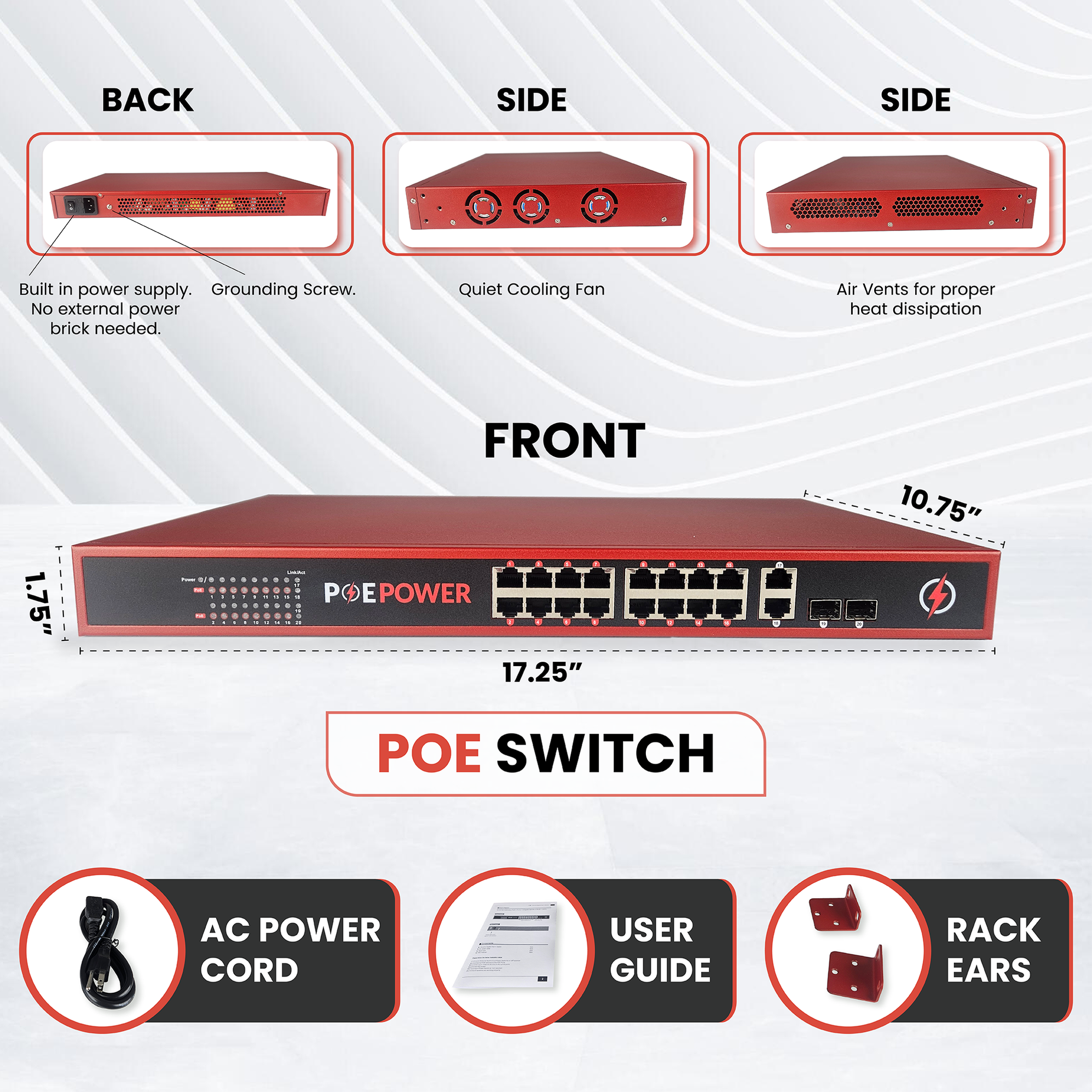 POEPower 16 Port 802.3bt POE++ Extreme Power Gigabit POE Switch, 90 Wa ...