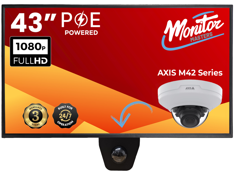 43" POE Powered PVM Public View Monitor with AXIS M42 Series IP Camera Holder