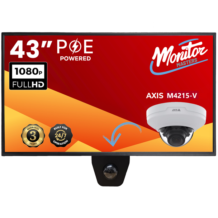 43" POE Powered PVM Public View Monitor with AXIS M4215-V Camera