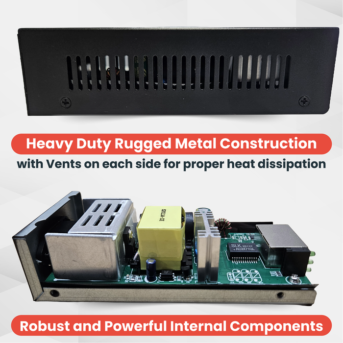 POEPower Ultra High Power 802.3bt 90 Watt POE ++ Injector Gigabit 10/100/1000, Rugged Metal Case, Powers IP Cameras, POE Lighting, Access Control