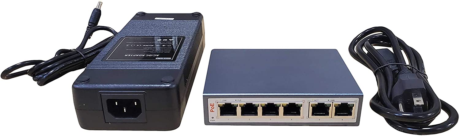 IPCamPower 4 Port 802.3bt PoE Network Switch w/ 2 Uplink Ports | Designed for PoE Lighting and High Powered IP Cameras | PoE++ Capable of Pushing 60