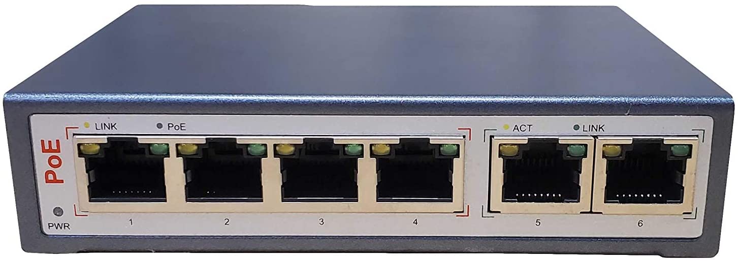 IPCamPower 4 Port 802.3bt POE Network Switch W/ 2 Uplink Ports | POE++ Capable of Pushing 60 Watts per Port | 250 Watts Total Budget IPCP-4P2G-BT1
