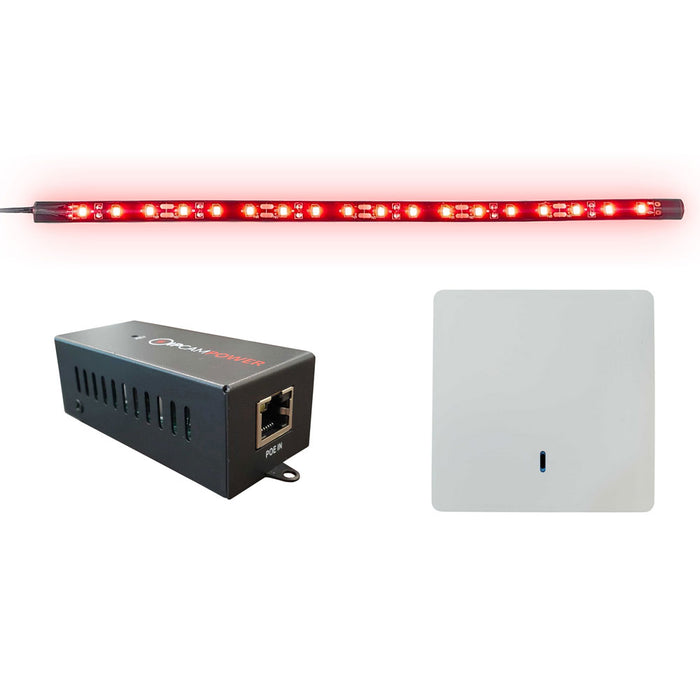 IPCamPower PoE Powered Server Rack LED Light Kit - Wireless Light Switch - Ambient Lighting for Your Network Cabinet and AV Enclosure (Red)