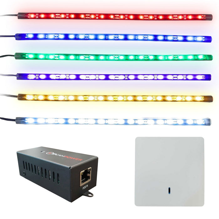 IPCamPower POE Powered Server Rack LED Light Kit - Wireless Light Switch - Ambient Lighting for Your Network Cabinet and AV Enclosure
